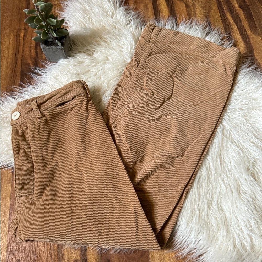 Jesse Kamm Corduroy High Rise Wide Leg Pants Tan